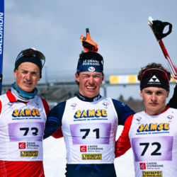 CHAMPIONNATS DE FRANCE VENDREDI,PREMANON, FRANCE - MARCH 27: Louis MAQUART of FRA, Victor LAFRASSE of FRA, Paul ROUSSET VACHON of FRA March 27, 2026 in PREMANON, France. (Photo by Rodriguez Alexis / @Aleiks_photo)