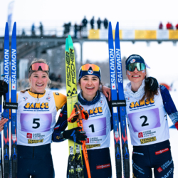 CHAMPIONNATS DE FRANCE VENDREDI,PREMANON, FRANCE - MARCH 27: DEMOR MARIE of FRA, COUPAT ANNETTE of FRA, NAPPEY ROMANE of FRA March 27, 2026 in PREMANON, France. (Photo by Rodriguez Alexis / @Aleiks_photo)