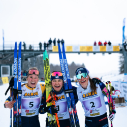 CHAMPIONNATS DE FRANCE VENDREDI,PREMANON, FRANCE - MARCH 27: DEMOR MARIE of FRA, COUPAT ANNETTE of FRA, NAPPEY ROMANE of FRA March 27, 2026 in PREMANON, France. (Photo by Rodriguez Alexis / @Aleiks_photo)