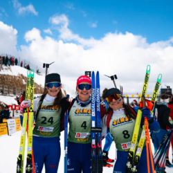 CHAMPIONNATS DE FRANCE VENDREDI,PREMANON, FRANCE - MARCH 27: LEONIE MORIN of FRA, GABRIELLE BOURGEOIS of FRA, LANA MOREIRA of FRA March 27, 2026 in PREMANON, France. (Photo by Rodriguez Alexis / @Aleiks_photo)