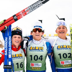 CHAMPIONNATS DE FRANCE VENDREDI,PREMANON, FRANCE - MARCH 27: ZACH VILLARD of FRA, YANN ROGUET of FRA, JULES LAFOUX of FRA March 27, 2026 in PREMANON, France. (Photo by Rodriguez Alexis / @Aleiks_photo)