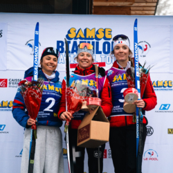 SAMSE N°7,PRÉMANON, FRANCE - FEBRUARY 28: MAELLE ACHOUI of FRA, ROSALIE ODILE of FRA and JOANNE WEISS of FRA February 28, 2026 in PRÉMANON, France. (Photo by Rodriguez Alexis / @Aleiks_photo)