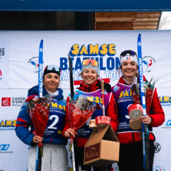 SAMSE N°7,PRÉMANON, FRANCE - FEBRUARY 28: MAELLE ACHOUI of FRA, ROSALIE ODILE of FRA and JOANNE WEISS of FRA February 28, 2026 in PRÉMANON, France. (Photo by Rodriguez Alexis / @Aleiks_photo)