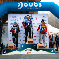 SAMSE N°7,PRÉMANON, FRANCE - FEBRUARY 28: MARIUS THIRIAT of FRA, VICTOR LAINE of FRA and ADRIAN DOREL of FRA February 28, 2026 in PRÉMANON, France. (Photo by Rodriguez Alexis / @Aleiks_photo)