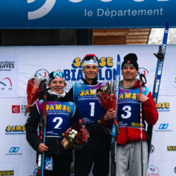 SAMSE N°7,PRÉMANON, FRANCE - FEBRUARY 28: MARIUS THIRIAT of FRA, VICTOR LAINE of FRA and ADRIAN DOREL of FRA February 28, 2026 in PRÉMANON, France. (Photo by Rodriguez Alexis / @Aleiks_photo)
