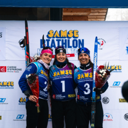 SAMSE N°7,PRÉMANON, FRANCE - FEBRUARY 28: CHLOE ORVAIN of FRA, LOLA BUGEAUD of FRA and CORALIE PERRIN of FRA February 28, 2026 in PRÉMANON, France. (Photo by Rodriguez Alexis / @Aleiks_photo)