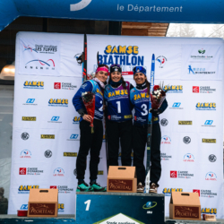 SAMSE N°7,PRÉMANON, FRANCE - FEBRUARY 28: CHLOE ORVAIN of FRA, LOLA BUGEAUD of FRA and CORALIE PERRIN of FRA February 28, 2026 in PRÉMANON, France. (Photo by Rodriguez Alexis / @Aleiks_photo)