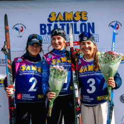 SAMSE N°7,PRÉMANON, FRANCE - MARCH 1: LOLA BUGEAUD of FRA, MAELA CORREIA of FRA, CORALIE PERRIN of FRA March 1, 2026 in PRÉMANON, France. (Photo by Rodriguez Alexis / @Aleiks_photo)