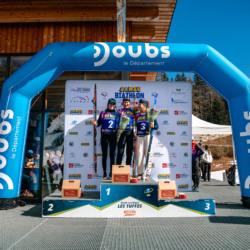 SAMSE N°7,PRÉMANON, FRANCE - MARCH 1: LOLA BUGEAUD of FRA, MAELA CORREIA of FRA, CORALIE PERRIN of FRA March 1, 2026 in PRÉMANON, France. (Photo by Rodriguez Alexis / @Aleiks_photo)
