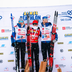 SAMSE N°8 FINALE,PEISEY, FRANCE - MARCH 14: NINON DUVILLARD of FRA, JULIETTE OLIVA of FRA, ADELE OUVRIER-BUFFET of FRA March 14, 2026 in PEISEY, France. (Photo by Rodriguez Alexis / @Aleiks_photo)