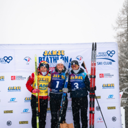 SAMSE N°8 FINALE,PEISEY, FRANCE - MARCH 14: FANY BERTRAND of FRA, LOUISE ROGUET of FRA, LISA SIBERCHICOT of FRA March 14, 2026 in PEISEY, France. (Photo by Rodriguez Alexis / @Aleiks_photo)