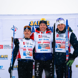 SAMSE N°8 FINALE,PEISEY, FRANCE - MARCH 14: CAMILLE GRATALOUP MANISSOLLE of FRA, ENZO BOUILLET of FRA, GUILLAUME POIROT of FRA March 14, 2026 in PEISEY, France. (Photo by Rodriguez Alexis / @Aleiks_photo)