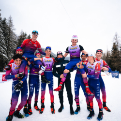 SAMSE N°8 FINALE,PEISEY, FRANCE - MARCH 15: TEAM JURA, TIMEO AMIOTTE of FRA, JOE GUINCHARD of FRA, KELVIN LECOMTE of FRA, TOM BOUILLET of FRA March 15, 2026 in PEISEY, France. (Photo by Rodriguez Alexis / @Aleiks_photo)