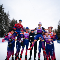 SAMSE N°8 FINALE,PEISEY, FRANCE - MARCH 15: TEAM JURA, TIMEO AMIOTTE of FRA, JOE GUINCHARD of FRA, KELVIN LECOMTE of FRA, TOM BOUILLET of FRA March 15, 2026 in PEISEY, France. (Photo by Rodriguez Alexis / @Aleiks_photo)