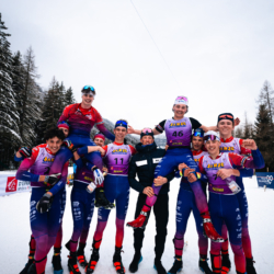 SAMSE N°8 FINALE,PEISEY, FRANCE - MARCH 15: TEAM JURA, TIMEO AMIOTTE of FRA, JOE GUINCHARD of FRA, KELVIN LECOMTE of FRA, TOM BOUILLET of FRA March 15, 2026 in PEISEY, France. (Photo by Rodriguez Alexis / @Aleiks_photo)