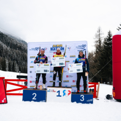 SAMSE N°8 FINALE,PEISEY, FRANCE - MARCH 15: MATHIEU GARCIA of FRA, REMI BROUTIER of FRA, EDGAR GENY of FRA March 15, 2026 in PEISEY, France. (Photo by Rodriguez Alexis / @Aleiks_photo)