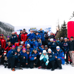 SAMSE N°8 FINALE,PEISEY, FRANCE - MARCH 15: PODIUM TEAMS SA, MB, DA March 15, 2026 in PEISEY, France. (Photo by Rodriguez Alexis / @Aleiks_photo)
