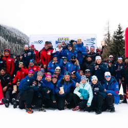 SAMSE N°8 FINALE,PEISEY, FRANCE - MARCH 15: PODIUM TEAMS SA, MB, DA March 15, 2026 in PEISEY, France. (Photo by Rodriguez Alexis / @Aleiks_photo)