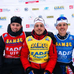 SAMSE N°8 FINALE,PEISEY, FRANCE - MARCH 15: NANS MADELENAT of FRA, REMI BROUTIER of FRA, CAMILLE GRATALOUP MANISSOLLE of FRA March 15, 2026 in PEISEY, France. (Photo by Rodriguez Alexis / @Aleiks_photo)