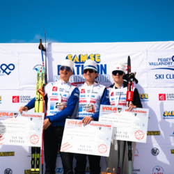SAMSE N°8 FINALE,PEISEY, FRANCE - MARCH 15: JULES LAFOUX of FRA, YANN ROGUET of FRA, MARTIN MINAZZI of FRA March 15, 2026 in PEISEY, France. (Photo by Rodriguez Alexis / @Aleiks_photo)