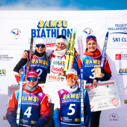 SAMSE N°8 FINALE,PEISEY, FRANCE - MARCH 15: GABRIELLE BOURGEOIS of FRA, CHLOE VERMEULEN of FRA, PAULINE LAFOUX of FRA, NOEMIE PENALVERT of FRA, LOUANE ADAM of FRA March 15, 2026 in PEISEY, France. (Photo by Rodriguez Alexis / @Aleiks_photo)