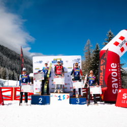 SAMSE N°8 FINALE,PEISEY, FRANCE - MARCH 15: YANN ROGUET of FRA, JULES LAFOUX of FRA, MARTIN MINAZZI of FRA, RAPHAEL KERGOAT of FRA, CLEMENT SCHOTT of FRA March 15, 2026 in PEISEY, France. (Photo by Rodriguez Alexis / @Aleiks_photo)