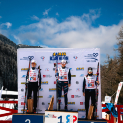 SAMSE N°8 FINALE,PEISEY, FRANCE - MARCH 15: LOUISE ROGUET of FRA, ARMAND NAMOU CANDAU of FRA, LOLA BUGEAUD of FRA March 15, 2026 in PEISEY, France. (Photo by Rodriguez Alexis / @Aleiks_photo)