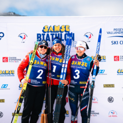 SAMSE N°8 FINALE,PEISEY, FRANCE - MARCH 15: FANY BERTRAND of FRA, LEONIE JEANNIER of FRA, ARMAND NAMOU CANDAU of FRA March 15, 2026 in PEISEY, France. (Photo by Rodriguez Alexis / @Aleiks_photo)
