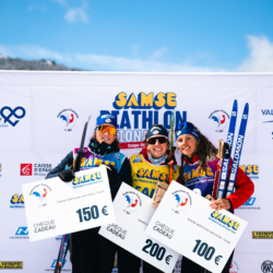 SAMSE N°8 FINALE,PEISEY, FRANCE - MARCH 15: LISA SIBERCHICOT of FRA, FANY BERTRAND of FRA, LEONIE JEANNIER of FRA March 15, 2026 in PEISEY, France. (Photo by Rodriguez Alexis / @Aleiks_photo)