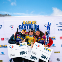 SAMSE N°8 FINALE,PEISEY, FRANCE - MARCH 15: LISA SIBERCHICOT of FRA, FANY BERTRAND of FRA, LEONIE JEANNIER of FRA March 15, 2026 in PEISEY, France. (Photo by Rodriguez Alexis / @Aleiks_photo)