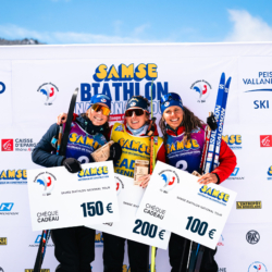 SAMSE N°8 FINALE,PEISEY, FRANCE - MARCH 15: LISA SIBERCHICOT of FRA, FANY BERTRAND of FRA, LEONIE JEANNIER of FRA March 15, 2026 in PEISEY, France. (Photo by Rodriguez Alexis / @Aleiks_photo)