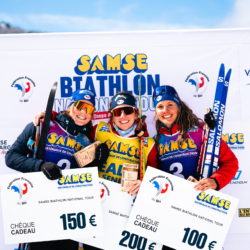 SAMSE N°8 FINALE,PEISEY, FRANCE - MARCH 15: LISA SIBERCHICOT of FRA, FANY BERTRAND of FRA, LEONIE JEANNIER of FRA March 15, 2026 in PEISEY, France. (Photo by Rodriguez Alexis / @Aleiks_photo)