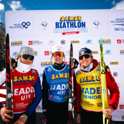 SAMSE N°8 FINALE,PEISEY, FRANCE - MARCH 15: JULIETTE OLIVA of FRA, LEONIE JEANNIER of FRA, FANY BERTRAND of FRA March 15, 2026 in PEISEY, France. (Photo by Rodriguez Alexis / @Aleiks_photo)