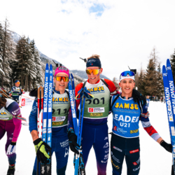 SAMSE N°8 FINALE,PEISEY, FRANCE - MARCH 15: ENZO BOUILLET of FRA, JUDICAEL PERRILLAT-BOTTONET of FRA, CAMILLE GRATALOUP MANISSOLLE of FRA March 15, 2026 in PEISEY, France. (Photo by Rodriguez Alexis / @Aleiks_photo)
