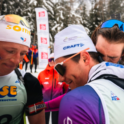 SAMSE N°8 FINALE,PEISEY, FRANCE - MARCH 15: ROMAIN MICHAUD-CLARET of FRA, ROMAIN CORDIER of FRA, ESTEBAN JAVAUX of FRA March 15, 2026 in PEISEY, France. (Photo by Rodriguez Alexis / @Aleiks_photo)