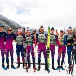 SAMSE N°8 FINALE,PEISEY, FRANCE - MARCH 15: TEAM RETRAITéS 2026, LEO SANCERNE of FRA, PIERRICK PASTEUR of FRA, ROMAIN MICHAUD-CLARET of FRA, ROMAIN CORDIER of FRA, ESTEBAN JAVAUX of FRA, MARTIN FERREIRA of FRA, ALEXIS NAPPEY of FRA, LIONEL JOUANNAUD of FRA/EBBA (le chien) March 15, 2026 in PEISEY, France. (Photo by Rodriguez Alexis / @Aleiks_photo)