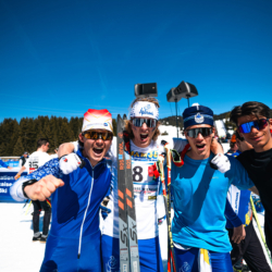 CHAMPIONNATS DE FRANCE DES CLUBS,LES SAISIES, FRANCE - APRIL 5: GUYETAND Hugo, DEUFFIC Charly, CHARRIER Jules, PERRIER Noa April 5, 2026 in LES SAISIES, France. (Photo by Rodriguez Alexis / @Aleiks_photo)